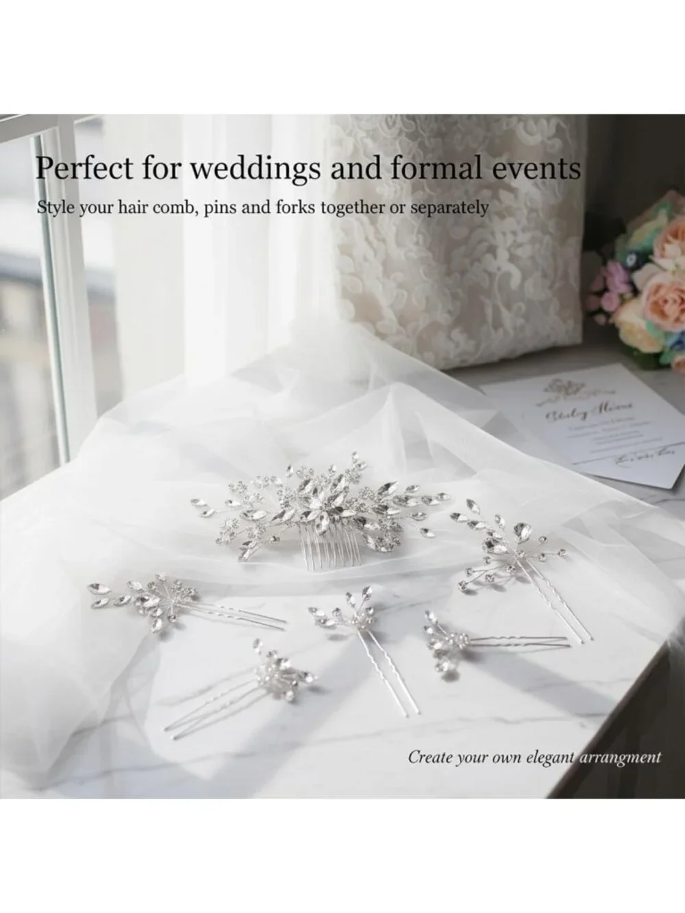Gorgeous Rhinestone Hair Pins Set for Brides, Bridesmaids & Flower Girls - 10